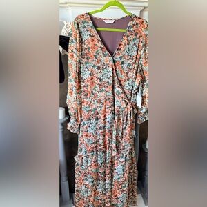 LC Lauren Conrad Multicolor Floral Wrap Dress